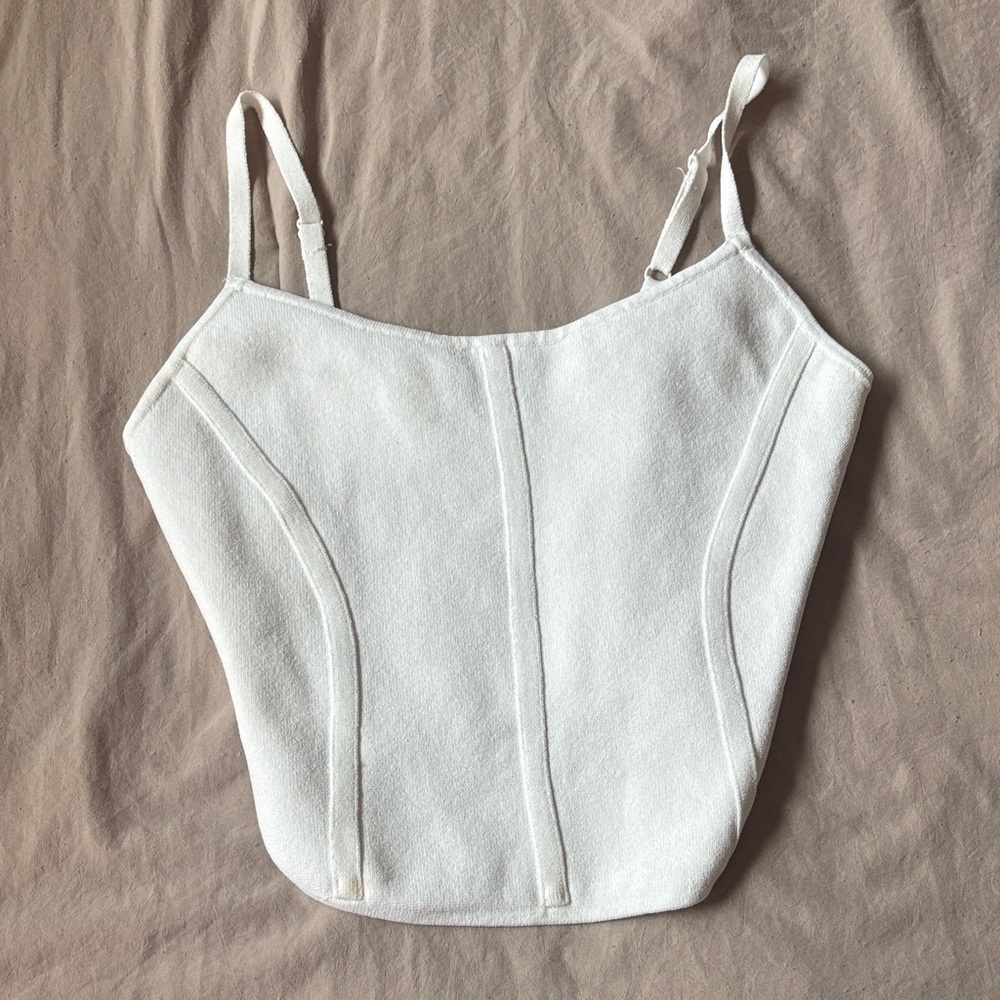 Pacing White cropped corset tank